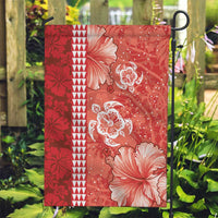 Red Hibiscus Turle Garden Flag Hawaiian Style Tribal Tapa Pattern