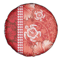Red Hibiscus Turle Spare Tire Cover Hawaiian Style Tribal Tapa Pattern