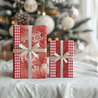 Red Hibiscus Turle Wrapping Paper Hawaiian Style Tribal Tapa Pattern - Polynesian Pride