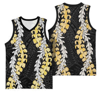 Puakenikeni and Maile Lei Basketball Jersey Black Double Strand Lei LT9 - Polynesian Pride