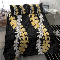 Puakenikeni and Maile Lei Bedding Set Black Double Strand Lei
