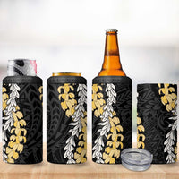 Puakenikeni and Maile Lei 4 in 1 Can Cooler Tumbler Black Double Strand Lei