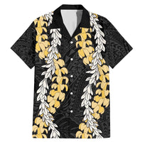 Puakenikeni and Maile Lei Family Matching Mermaid Dress and Hawaiian Shirt Black Double Strand Lei