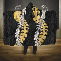 Puakenikeni and Maile Lei Hooded Blanket Black Double Strand Lei