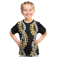 Puakenikeni and Maile Lei Kid T Shirt Black Double Strand Lei