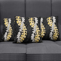 Puakenikeni and Maile Lei Pillow Cover Black Double Strand Lei - Polynesian Pride