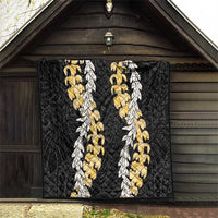 Puakenikeni and Maile Lei Quilt Black Double Strand Lei