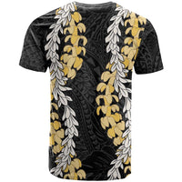 Puakenikeni and Maile Lei T Shirt Black Double Strand Lei