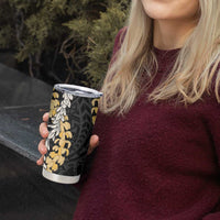 Puakenikeni and Maile Lei Tumbler Cup Black Double Strand Lei