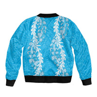 Puakenikeni and Maile Lei Bomber Jacket Blue Double Strand Lei LT9 - Polynesian Pride