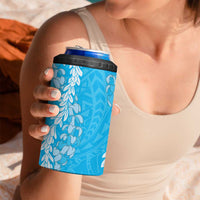 Puakenikeni and Maile Lei 4 in 1 Can Cooler Tumbler Blue Double Strand Lei