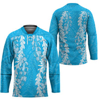 Puakenikeni and Maile Lei Hockey Jersey Blue Double Strand Lei - Polynesian Pride