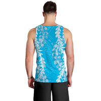 Puakenikeni and Maile Lei Men Tank Top Blue Double Strand Lei