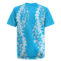 Puakenikeni and Maile Lei Rugby Jersey Blue Double Strand Lei