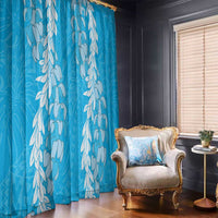Puakenikeni and Maile Lei Window Curtain Blue Double Strand Lei