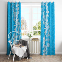 Puakenikeni and Maile Lei Window Curtain Blue Double Strand Lei