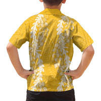Puakenikeni and Maile Lei Kid Hawaiian Shirt Gold Double Strand Lei LT9 - Polynesian Pride