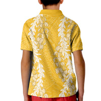 Puakenikeni and Maile Lei Kid Polo Shirt Gold Double Strand Lei