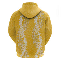 Puakenikeni and Maile Lei Zip Hoodie Gold Double Strand Lei LT9 - Polynesian Pride