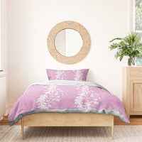Puakenikeni and Maile Lei Bedding Set Pink Double Strand Lei