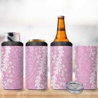 Puakenikeni and Maile Lei 4 in 1 Can Cooler Tumbler Pink Double Strand Lei