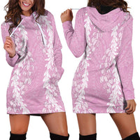 Puakenikeni and Maile Lei Hoodie Dress Pink Double Strand Lei