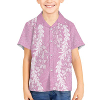 Puakenikeni and Maile Lei Kid Hawaiian Shirt Pink Double Strand Lei LT9 Kid Pink - Polynesian Pride