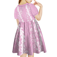 Puakenikeni and Maile Lei Kid Short Sleeve Dress Pink Double Strand Lei