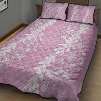 Puakenikeni and Maile Lei Quilt Bed Set Pink Double Strand Lei