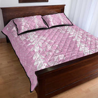 Puakenikeni and Maile Lei Quilt Bed Set Pink Double Strand Lei