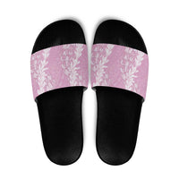 Puakenikeni and Maile Lei Slide Sandals Pink Double Strand Lei - Polynesian Pride