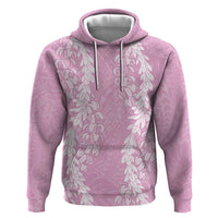Puakenikeni and Maile Lei Zip Hoodie Pink Double Strand Lei