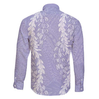 Puakenikeni and Maile Lei Family Matching Puletasi and Hawaiian Shirt Purple Double Strand Lei