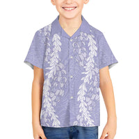 Puakenikeni and Maile Lei Kid Hawaiian Shirt Purple Double Strand Lei