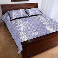 Puakenikeni and Maile Lei Quilt Bed Set Purple Double Strand Lei