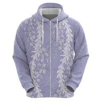 Puakenikeni and Maile Lei Zip Hoodie Purple Double Strand Lei LT9 - Polynesian Pride
