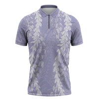 Puakenikeni and Maile Lei Zipper Polo Shirt Purple Double Strand Lei - Polynesian Pride