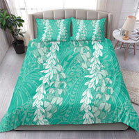 Puakenikeni and Maile Lei Bedding Set Sage Green Double Strand Lei