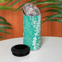 Puakenikeni and Maile Lei 4 in 1 Can Cooler Tumbler Sage Green Double Strand Lei