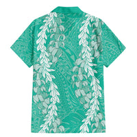 Puakenikeni and Maile Lei Family Matching Mermaid Dress and Hawaiian Shirt Sage Green Double Strand Lei