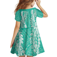 Puakenikeni and Maile Lei Family Matching Off Shoulder Maxi Dress and Hawaiian Shirt Sage Green Double Strand Lei