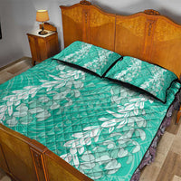 Puakenikeni and Maile Lei Quilt Bed Set Sage Green Double Strand Lei