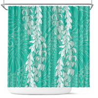 Puakenikeni and Maile Lei Shower Curtain Sage Green Double Strand Lei LT9 Sage Green - Polynesian Pride