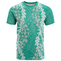 Puakenikeni and Maile Lei T Shirt Sage Green Double Strand Lei