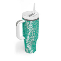 Puakenikeni and Maile Lei Tumbler With Handle Sage Green Double Strand Lei