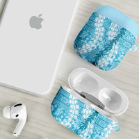 Blue Puakenikeni and Maile Lei AirPods Case Hawaiian Style Tribal Tapa Double Strand Lei - Polynesian Pride