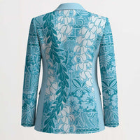 Blue Puakenikeni and Maile Lei Blazer Hawaiian Style Tribal Tapa Double Strand Lei - Polynesian Pride
