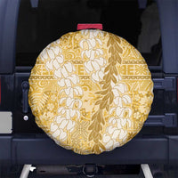 Gold Puakenikeni and Maile Lei Spare Tire Cover Hawaiian Style Tribal Tapa Double Strand Lei