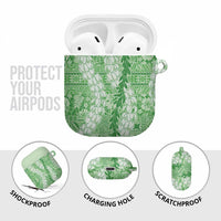 Green Puakenikeni and Maile Lei AirPods Case Hawaiian Style Tribal Tapa Double Strand Lei - Polynesian Pride
