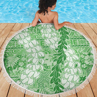 Green Puakenikeni and Maile Lei Beach Blanket Hawaiian Style Tribal Tapa Double Strand Lei